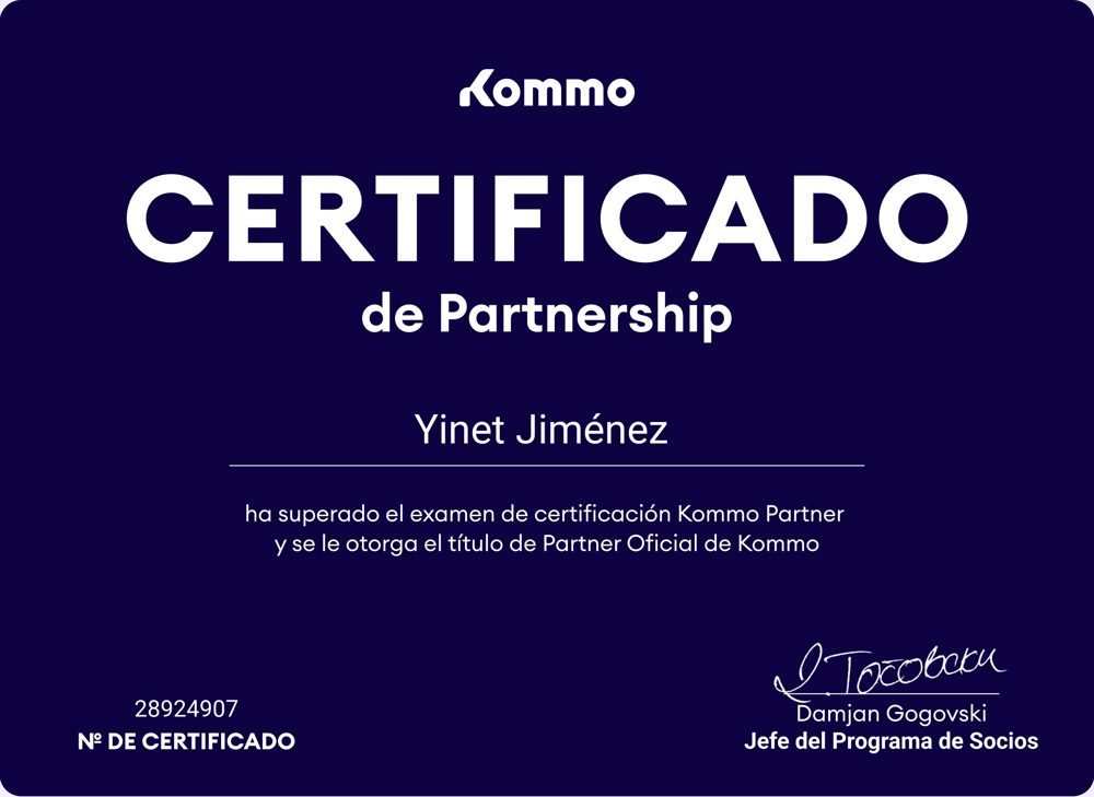 Certificado de Partnership de Kommo, Nº 28924907